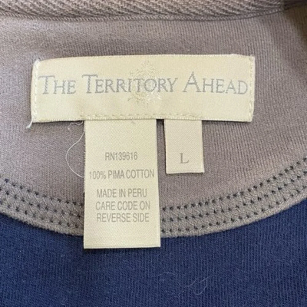 The Territory Ahead Men Sweater L Gray Pima Cotton‎ 1/4 Zip Casual Golf Long
